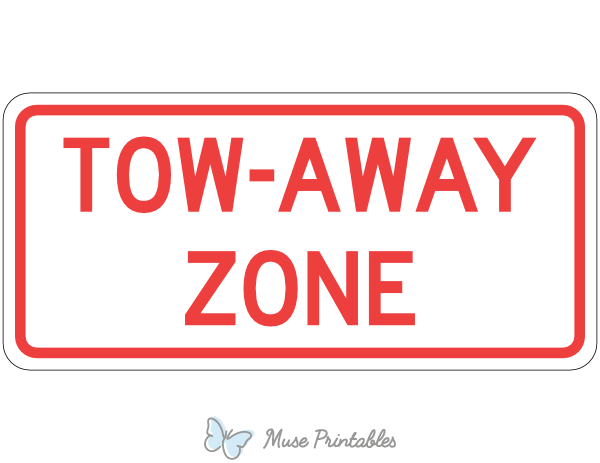 Printable Tow Away Zone Sign