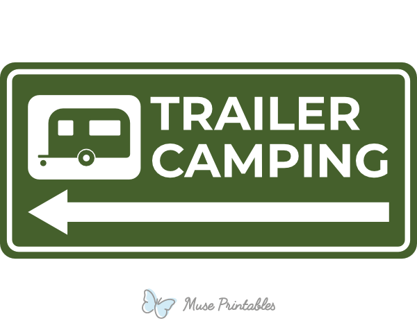 Trailer Camping Left Arrow Sign