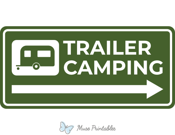 Trailer Camping Right Arrow Sign