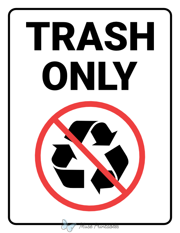 trash sign printable