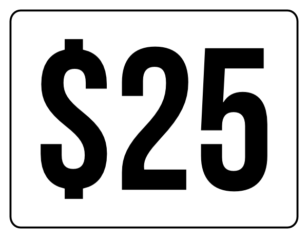 Printable Twenty Five Dollars Yard Sale Sign