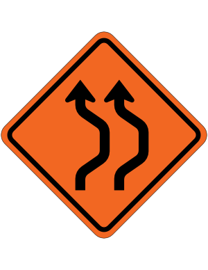 Two Lane Double Reverse Curve Right Sign