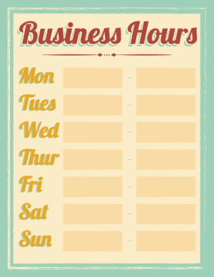 Vintage Business Hours Sign