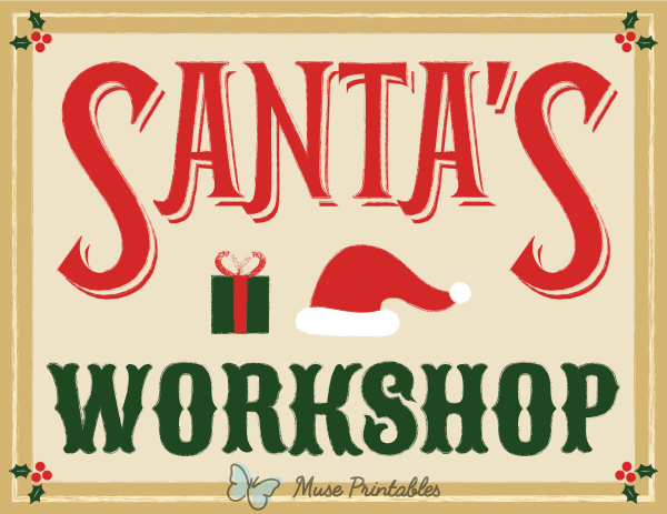 Vintage Santa's Workshop Sign