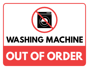 Washing Machine Out of Order Sign