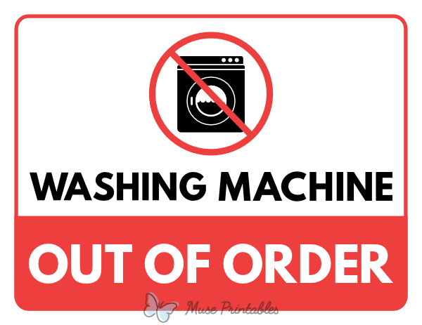 Washing Machine Out of Order Sign