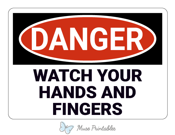 Watch Your Hands and Fingers Danger Sign