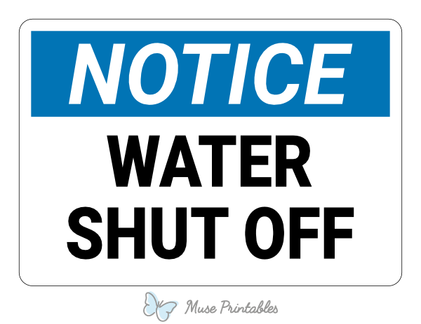 Water Shut Off Notice Sign
