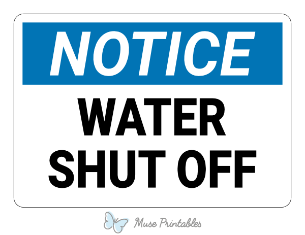 Printable Water Shut Off Notice Sign