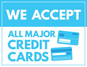 We Accept All Major Credit Cards Sign
