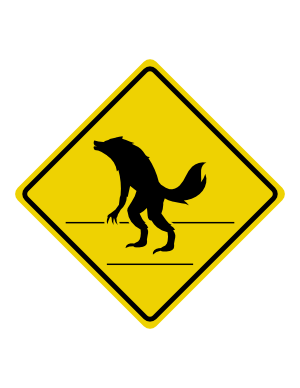 Werewolf Crossing Sign