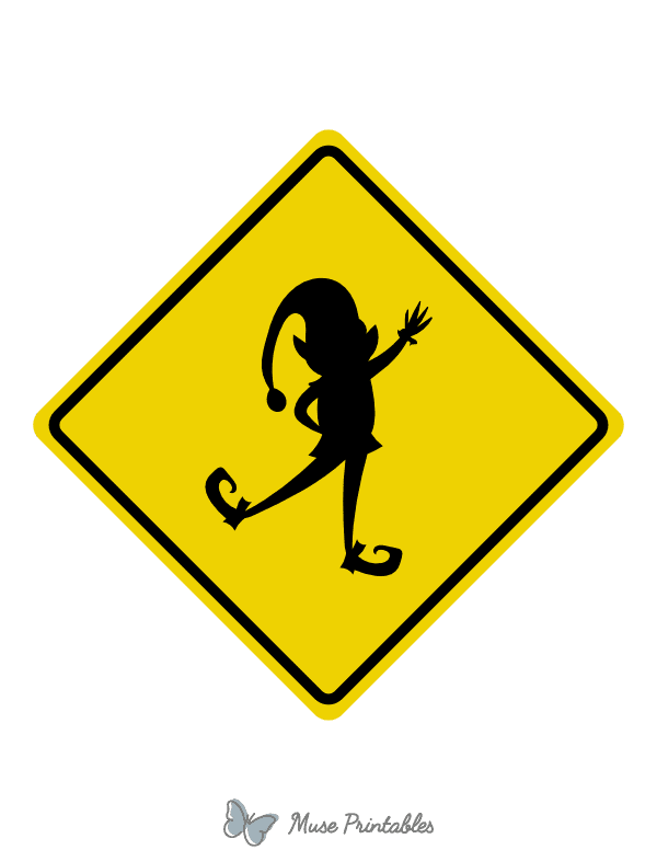 Whimsical Elf Crossing Sign