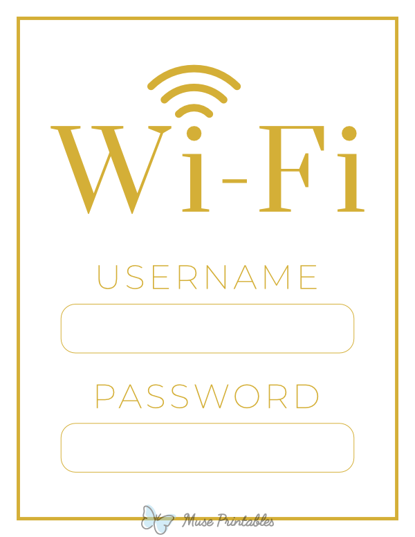 Wifi Username and Password Sign