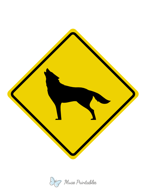 Wolf Crossing Sign