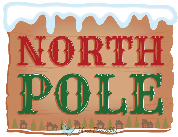 Printable Wooden North Pole Sign