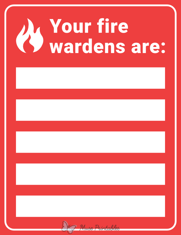 Printable Your Fire Wardens Are Sign