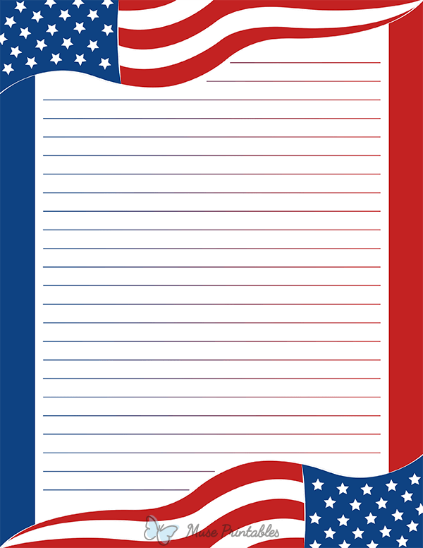 Printable American Flag Stationery