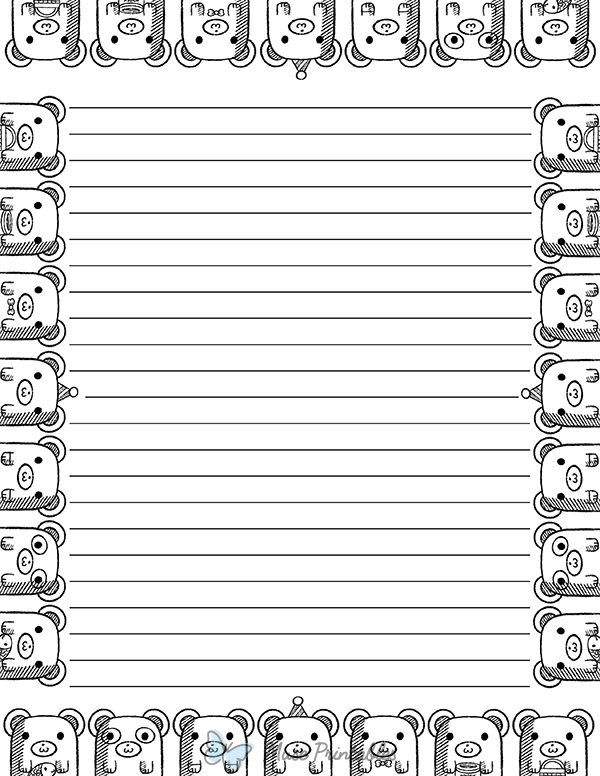 Black And White Bear Doodle Stationery
