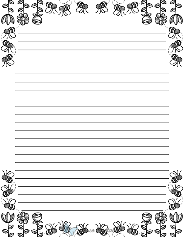 Black and White Bee Doodle Stationery
