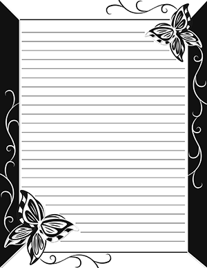 Black and White Butterfly Stationery