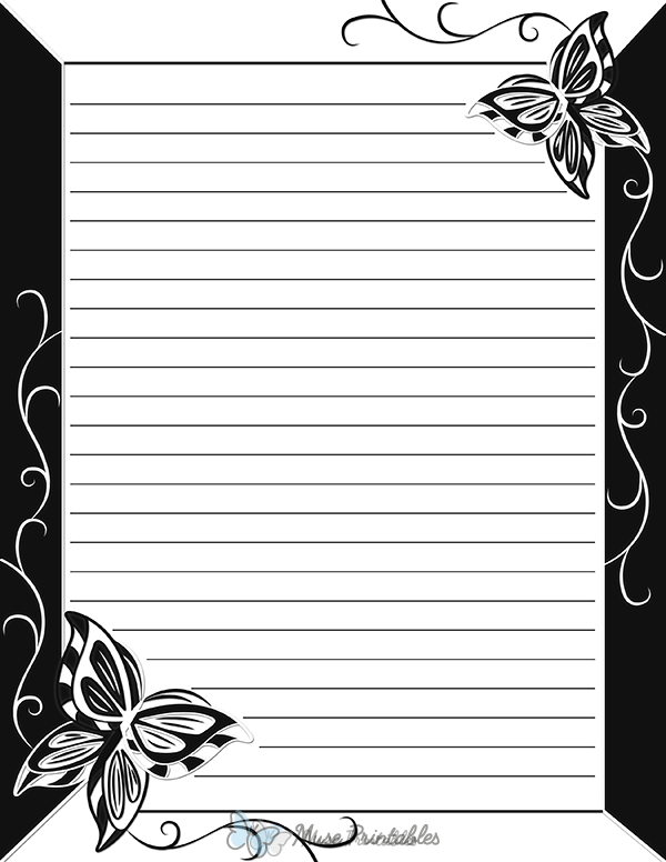 Black and White Butterfly Stationery
