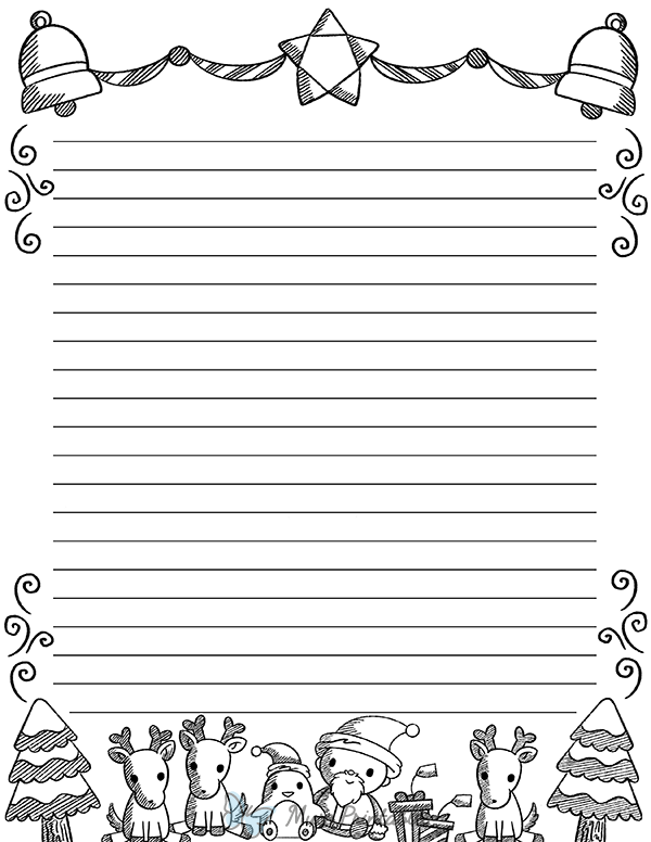 Black And White Christmas Doodle Stationery