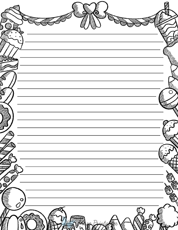 Black And White Dessert Doodle Stationery