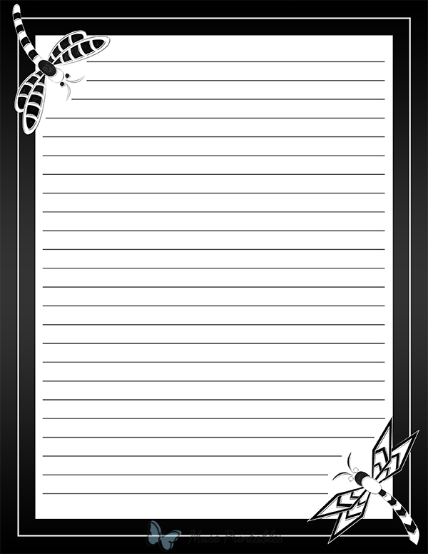 Black and White Dragonfly Stationery
