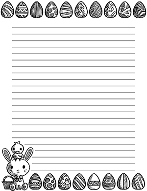 Black And White Easter Doodle Stationery
