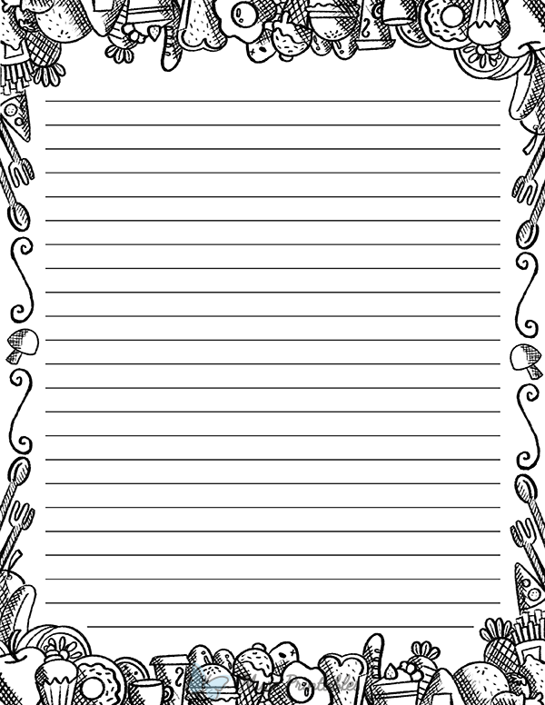 Black And White Food Doodle Stationery