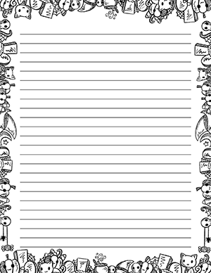 Black And White Halloween Doodle Stationery