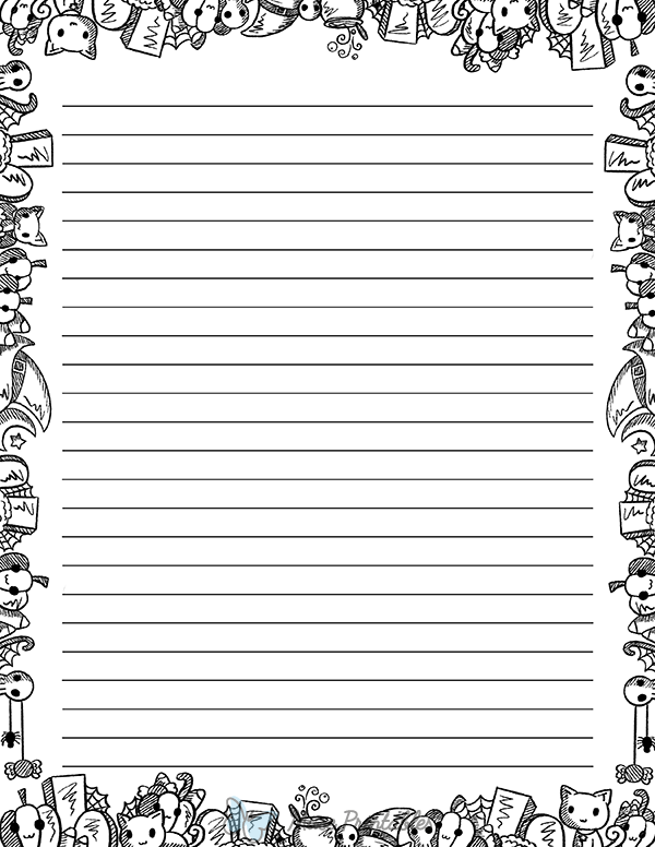 Black And White Halloween Doodle Stationery