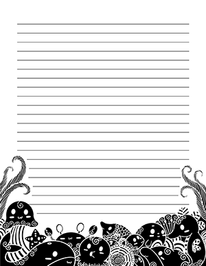 Black And White Kawaii Under The Sea Stationery