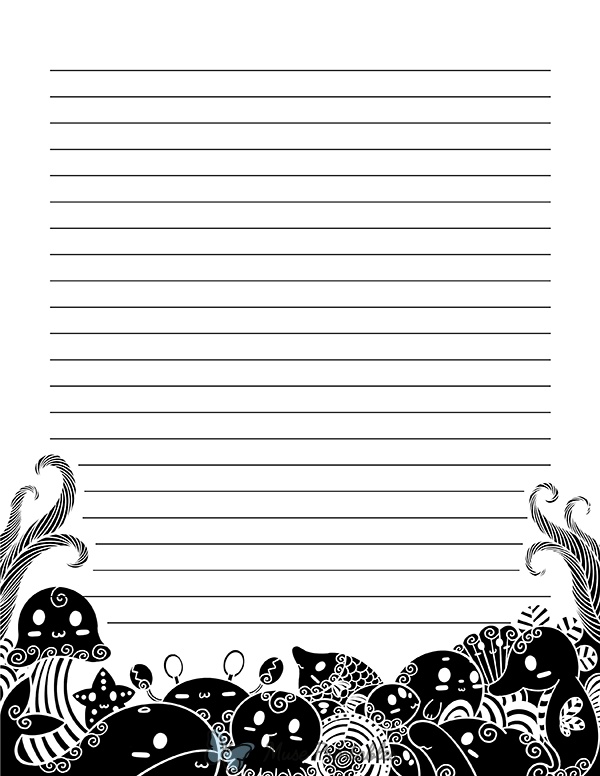 Black And White Kawaii Under The Sea Stationery