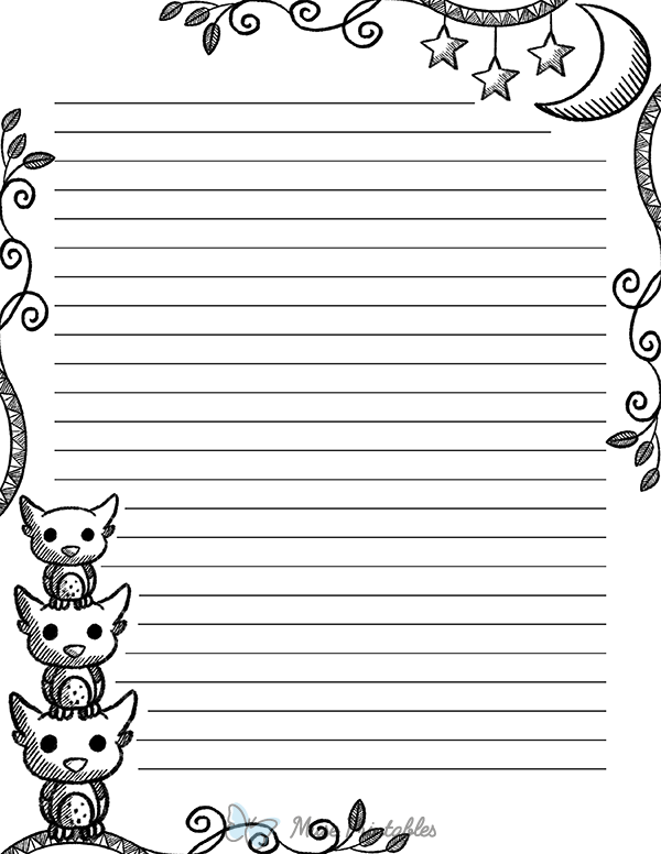 Black And White Owl Doodle Stationery