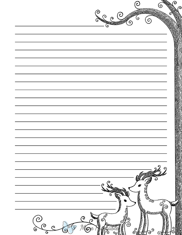 Black and White Reindeer Stationery