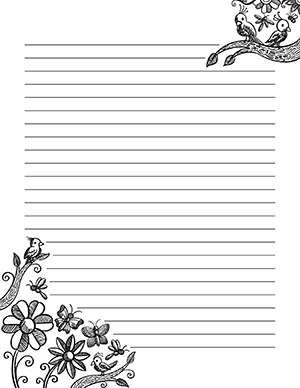 Black and White Spring Doodle Stationery