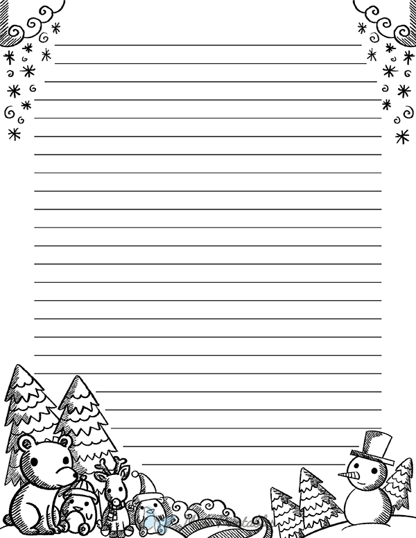 Black and White Winter Doodle Stationery