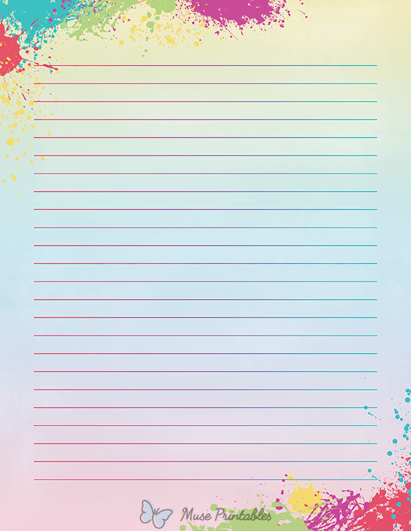 Colorful Paint Splatter Stationery
