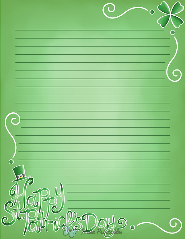 Printable Happy Saint Patricks Day Stationery