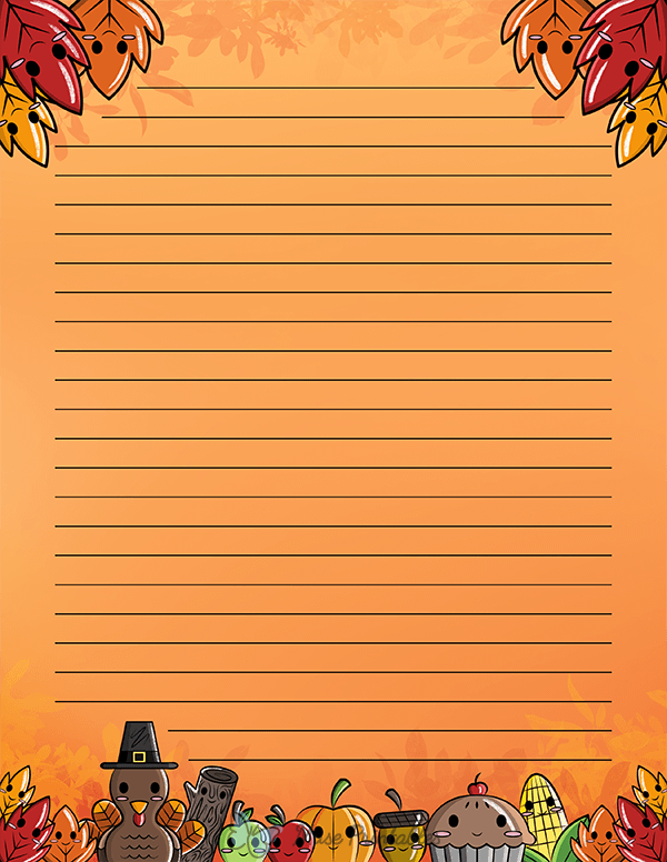 Printable Kawaii Thanksgiving Stationery