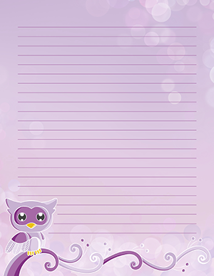 Lavender Owl Stationery