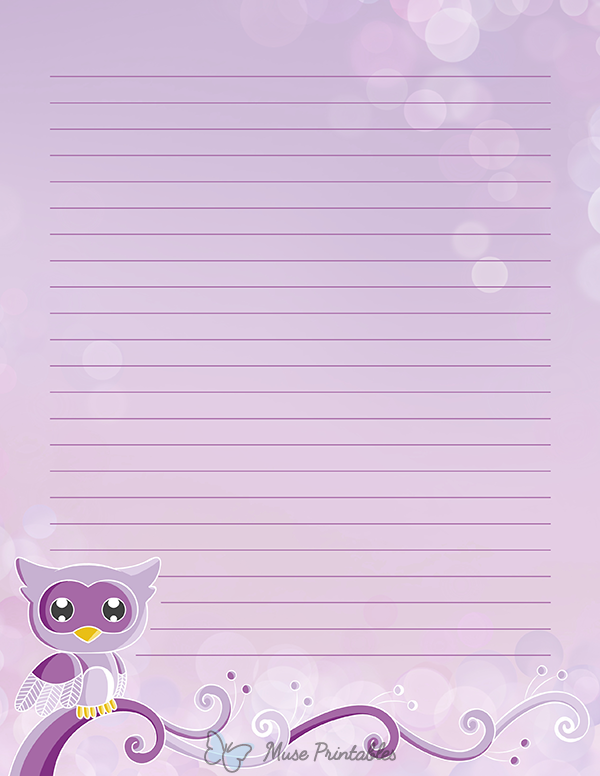 Lavender Owl Stationery