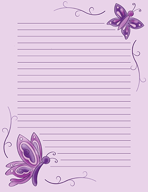 Purple Butterfly Stationery