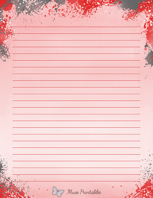 Printable Red Paint Splatter Stationery