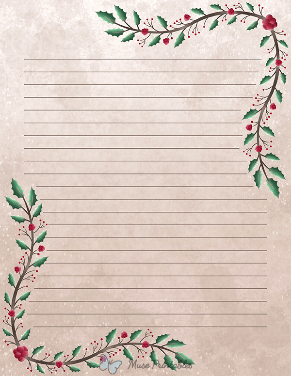 Watercolor Holly and Ivy Stationery