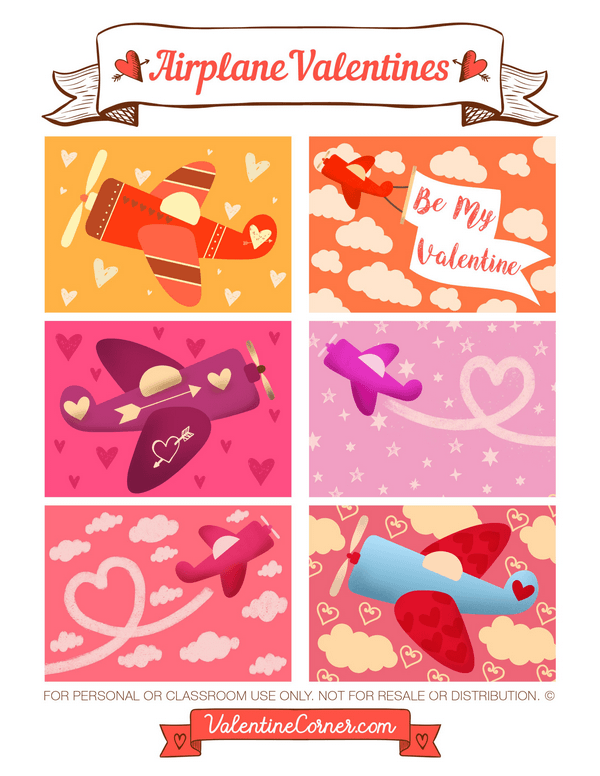 Airplane Valentine's Day Cards