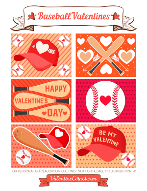 Baseball Valentine's Day Cards