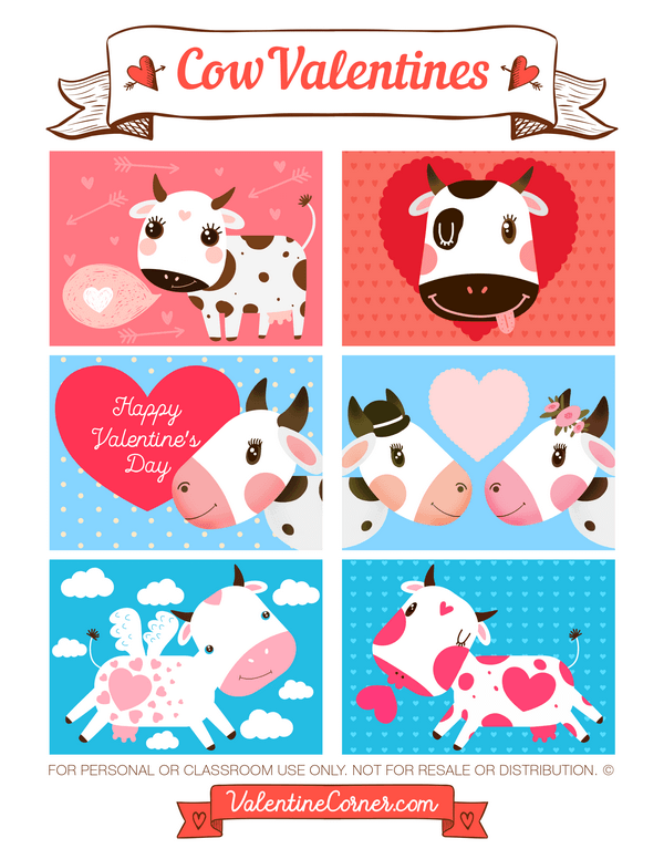 Cow Valentine's Day Cards