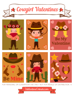 Cowgirl Valentine's Day Cards